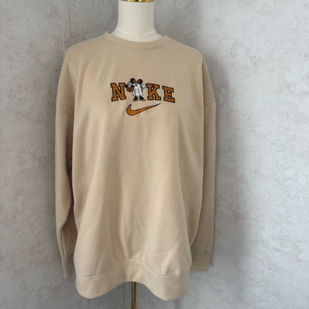 Spooky Crewneck Sweatshirt - Beige with Orange Logo